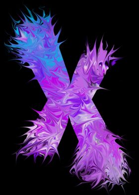 X - pink, purple, blue