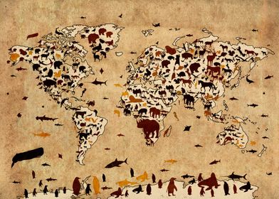 world map animals