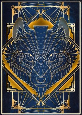 Gold Deco Wolf