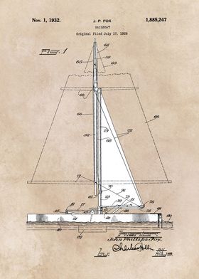 patent Fox 1932 sailboat