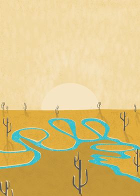 Yellow- stream in desert