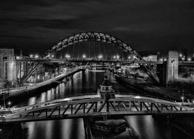 Newcastle bridges at night