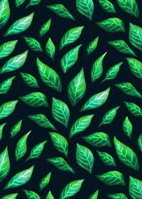 Dark Green Leaf Pattern