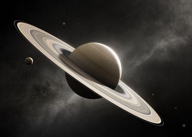 Planet Saturn and moons