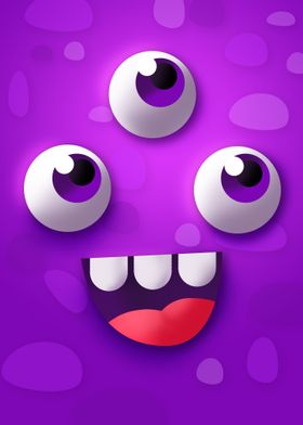 Purple funny monster face