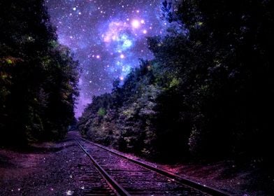 Train Tracks Purple Galaxy