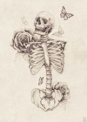 skeleton and roses