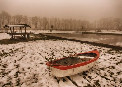 The boat in the snow