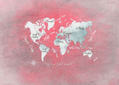 world map red white