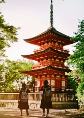 School girls at pagoda