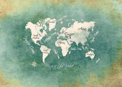 world map white green