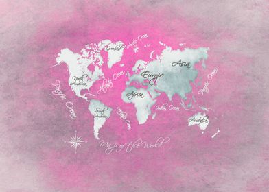 world map white magenta