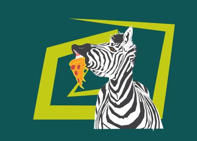 Zebra Eating Pizza