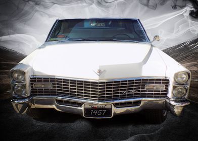 White Cadillac Vintage Art