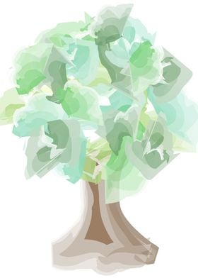 Watercolor tree for earth 