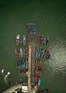 Drone view above water