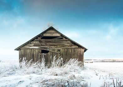 Barn On Frosty Fields