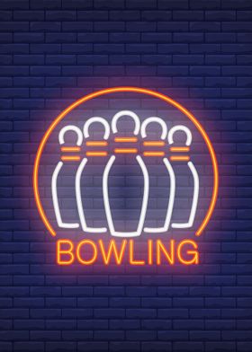 Neon Wall Bowling Sign
