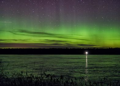 Northern light above water