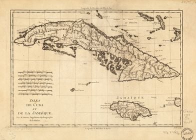 Cuba and Jamaica Map 1788