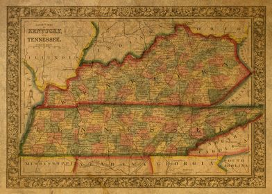 Vintage Map Kentucky Tenn