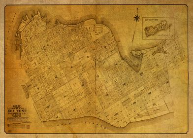 Vintage Map of Key West