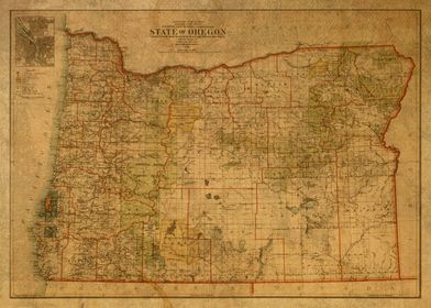 Vintage Map of Oregon
