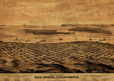 Vintage Map of San Diego