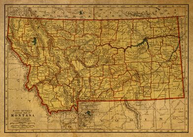 Vintage Map of Montana