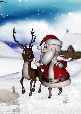 Santa Claus with reindeer