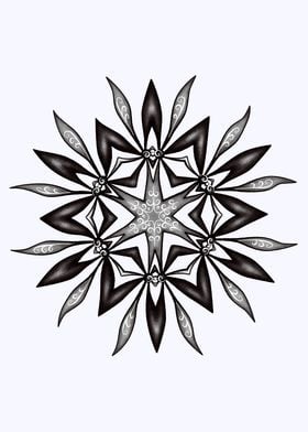 Mandala Flower Black White