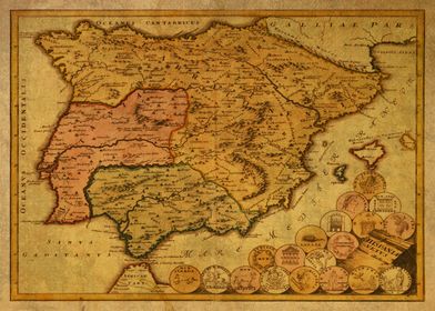 Vintage Map of Spain