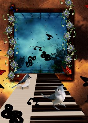 Piano with bird