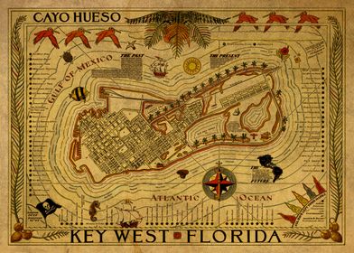 Vintage Map Key West 2