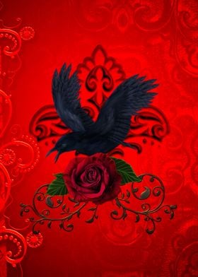 Wonderful crow with roses