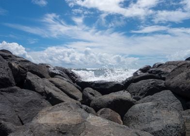 splashing sea ocean rocks