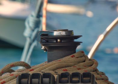 Sail ropes on a pile