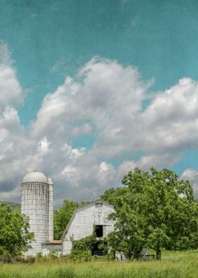 White Barn and Blue Sky