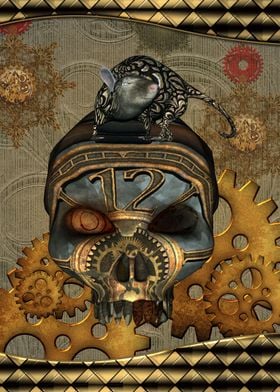 Steampunk skull with rat