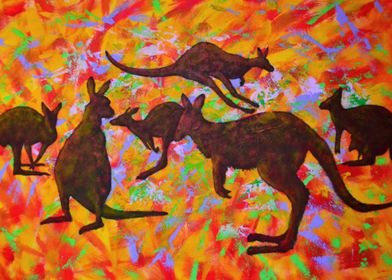 Kangaroo in abstract backg