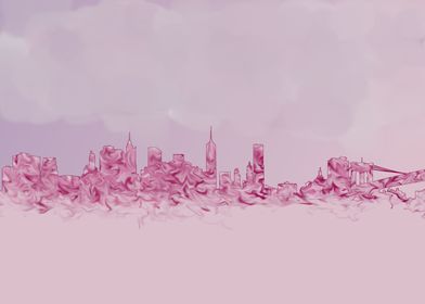 Manhattan skyline - pinks