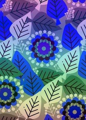 Flowers in green and blue