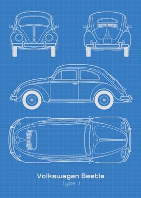 VW Beetle Type 1 Blueprint