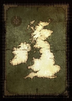 Grunge Vintage Britain Map