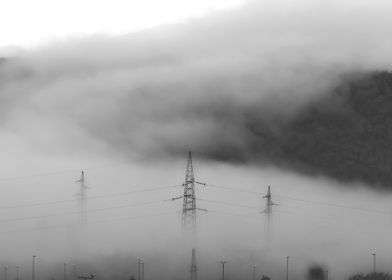 Fog over industrial city