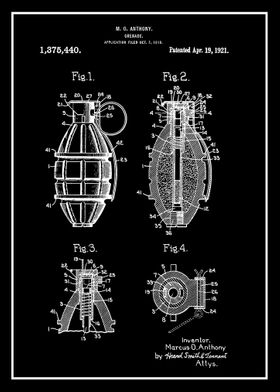 Patent Poster Hand Grenade
