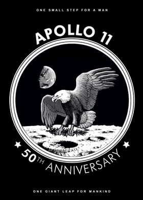 apollo 11 logo bw