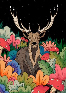 Night garden deer