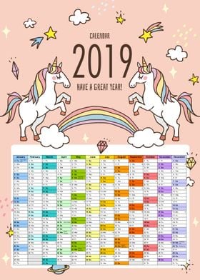 Unicorn 2019 Calendar