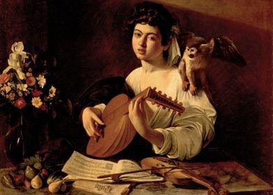 Lute player with monkey